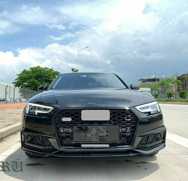Glossy Black for Audi A4/S4 2017-2019 Fog Light Mesh Vent Bezel To RS4 Style