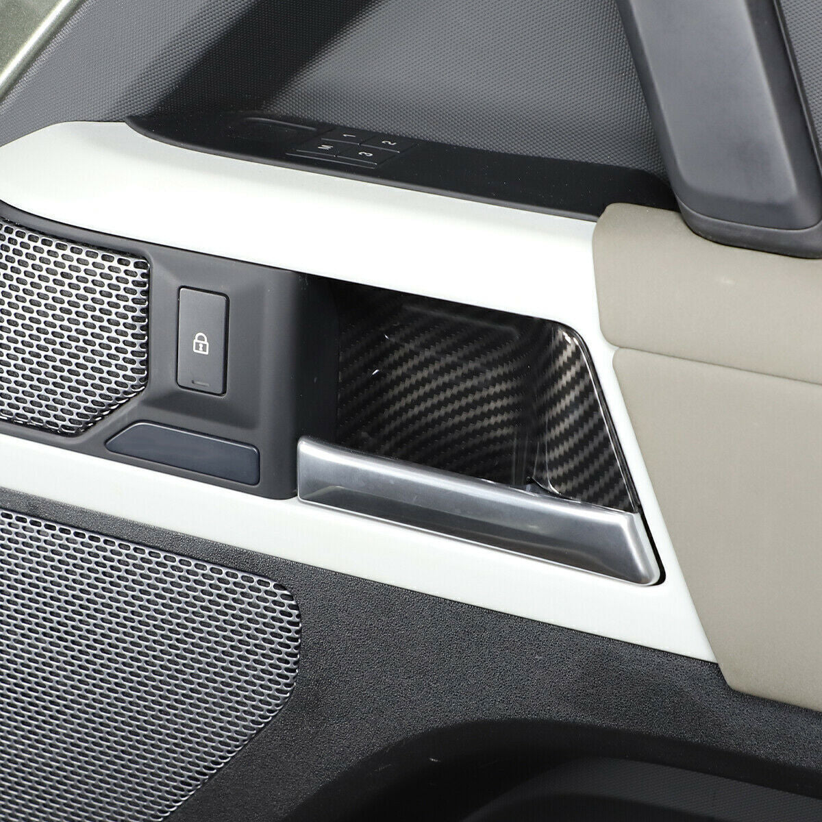 4X for Land Rover for Defender 110 20-25 Carbon Fiber Inner Door Bowl Cup Cover Trim