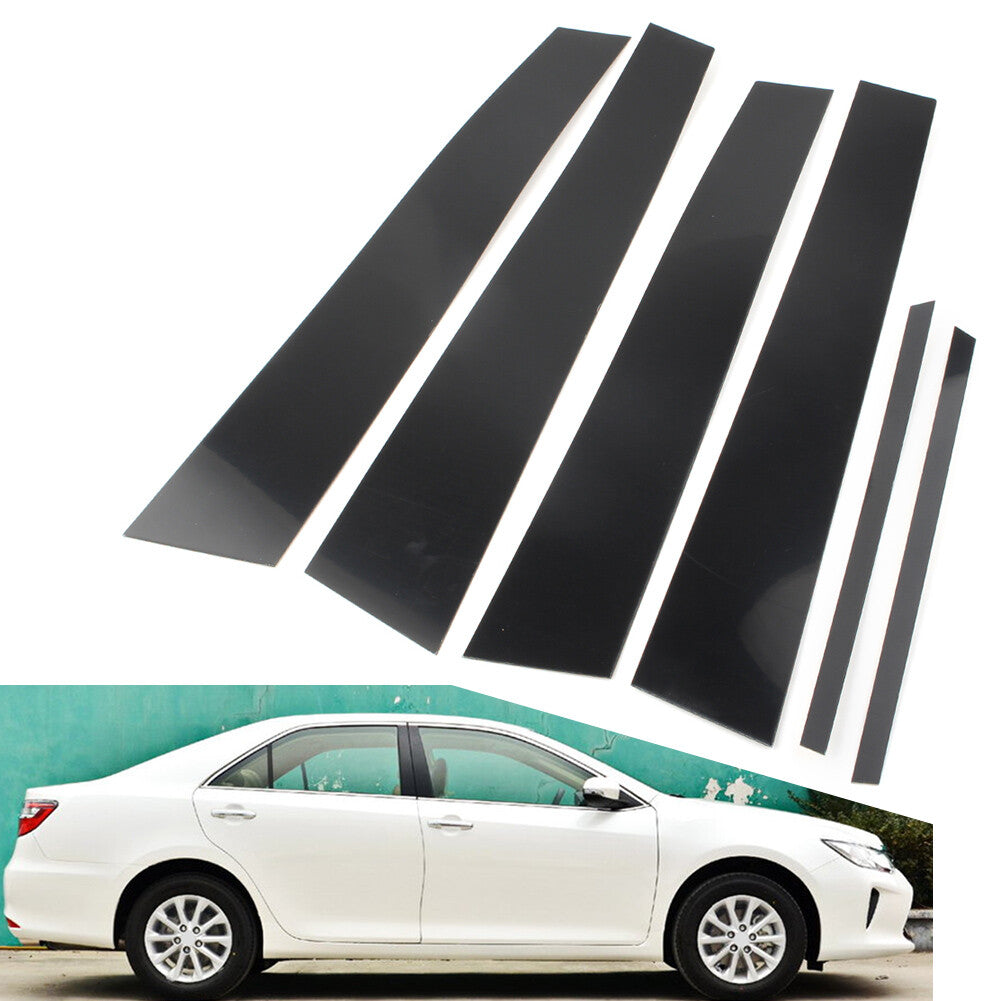 Black 6pcs Door Trim Piano Cover Kit Pillar Posts for Toyota for Camry 2012-2015 14