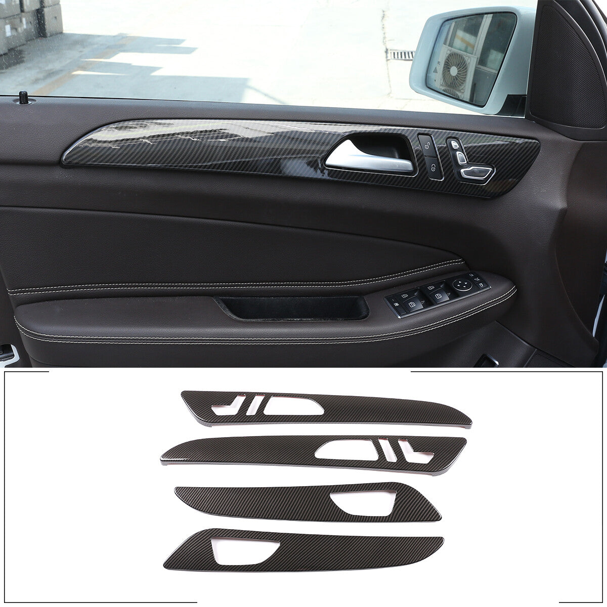 Carbon fiber ABS interior door panel trim suitable for GL, GLE, GLS, ML, W166 (2013-2019) n