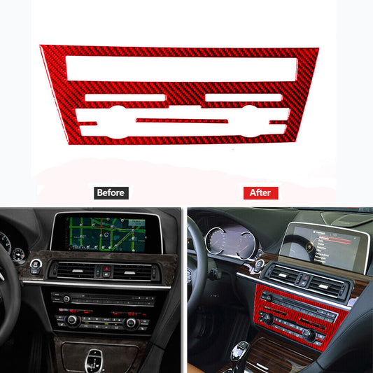 Red Carbon Fiber Center Storage Box Panel Trim Cover for Subaru Forester 2005-08 v
