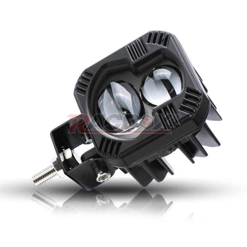 1x LED Motorcycle Spot Light Hi-Lo Beam Driving Fog Lamp Yellow White Dual Color