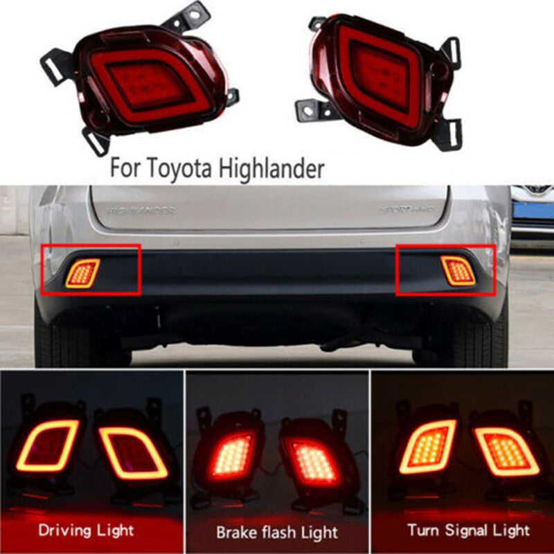 for Toyota Highlander 2014-2019 LED Auto Rear Bumper Fog Light Turn Signal Lamp