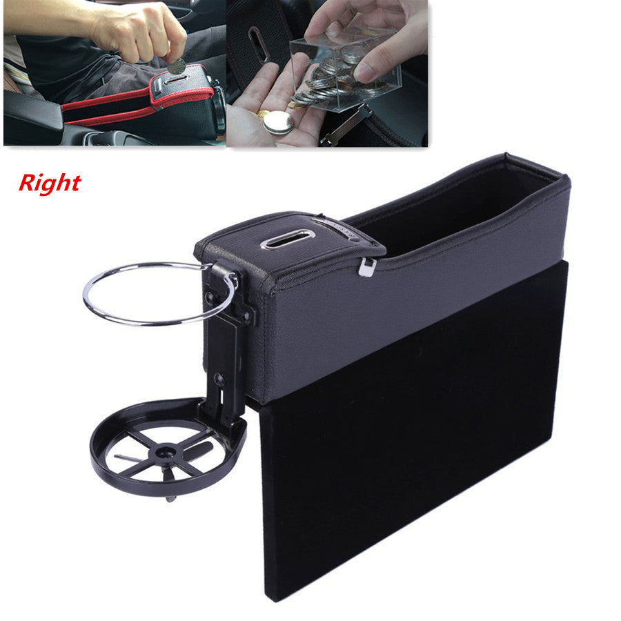 Universa Car Right for Seat Storage Box Catcher Gap Filler Coin Collector Cup Holder