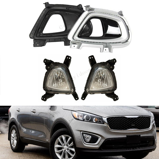 Pair Front Fog Lights Halogen & Bezel LH & RH For 2016 2017 2018 for Kia Sorento v