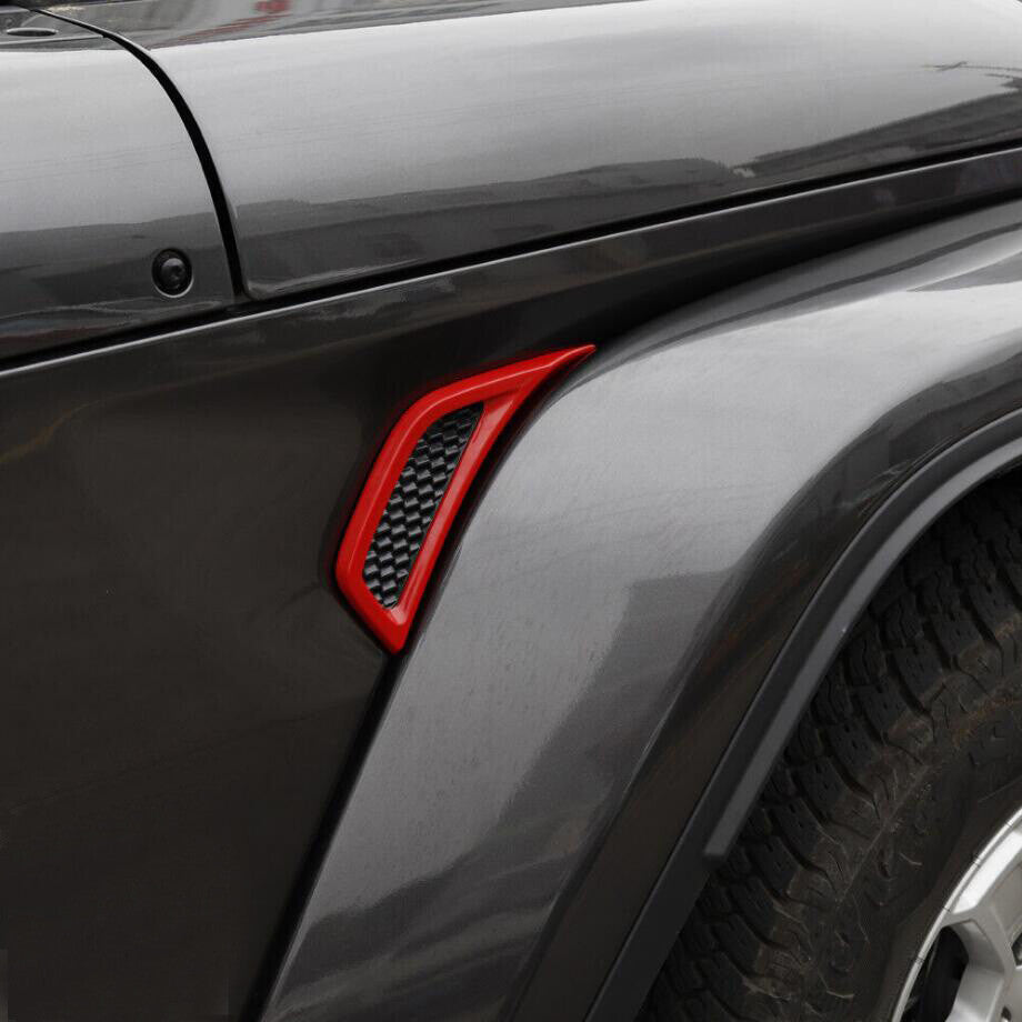 For 2018-2023 for Jeep for Wrangler JL ABS Red Side Fender Vent Overlay Cover Trim Decor v