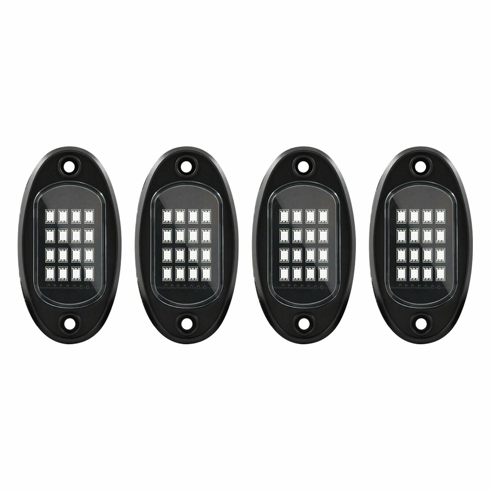 4x RGB LED Rock Light Pod Underbody Glow Neon Lamp Offroad Bluetooth App AT