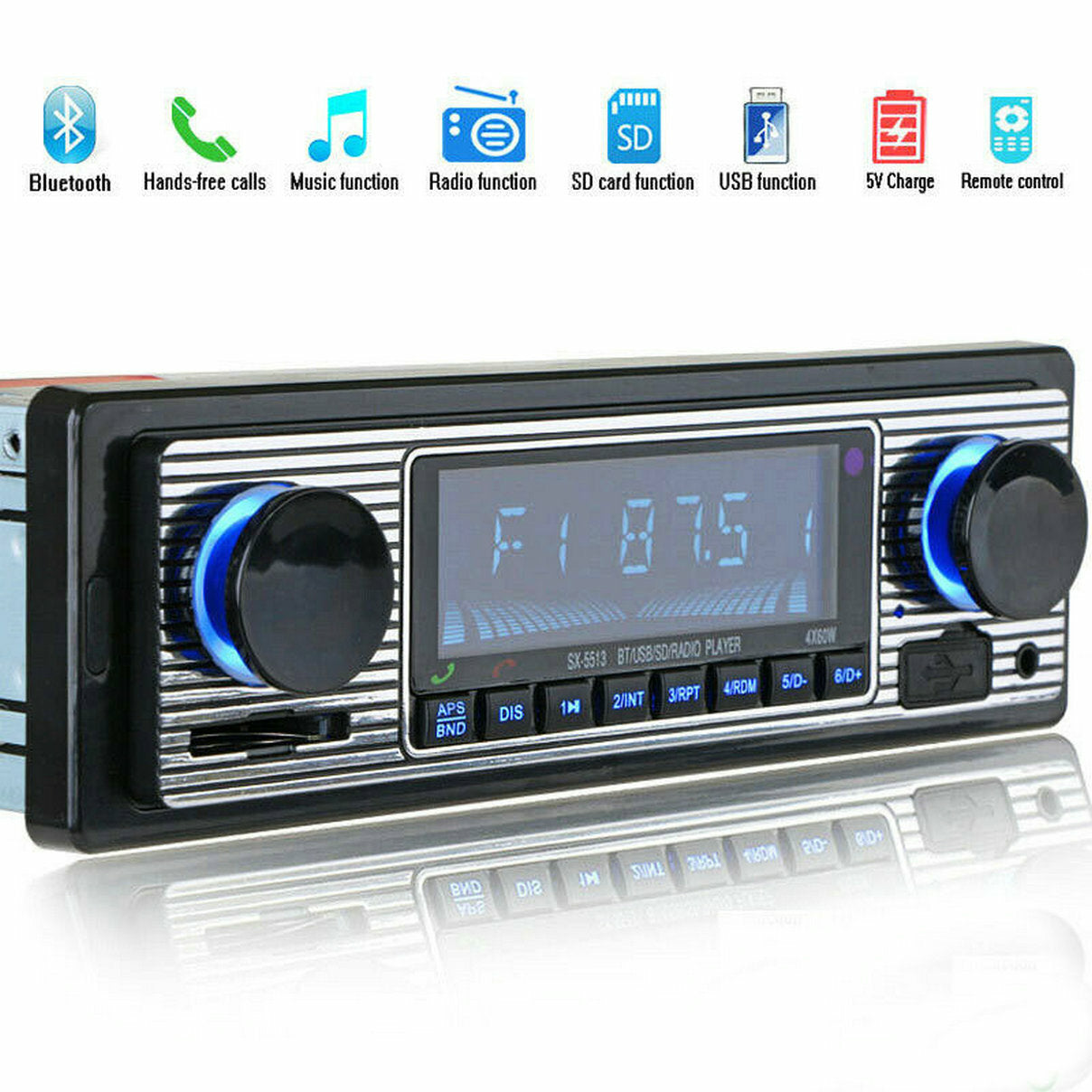 Bluetooth Retro Car Radio WMA Player Stereo USB AUX Classic Car Stereo Audio n