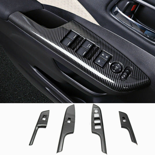 4x for Honda CR-V 2012-2016 Carbon Fiber Look Window Lock Lift Panel Cover Trim