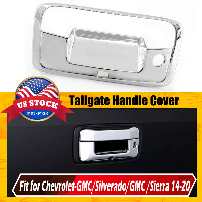 Suitable for 2014-2018 for Chevrolet Silverado Chrome Tailgate Handle Cover with Camera Hole Q