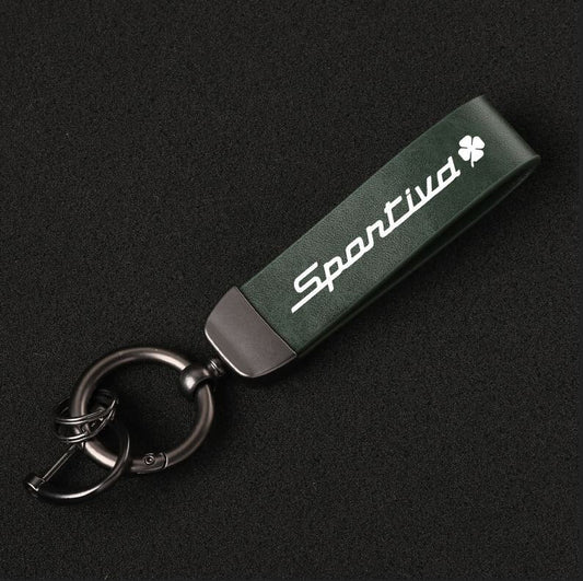 Suitable for Alfa Romeo MITO car keychains/rings, dark brown leather horseshoe buckles.