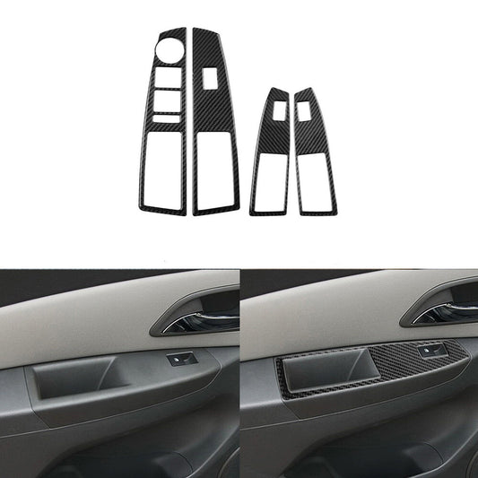 for Audi A4 B9 2017-2019 Red Carbon Fiber Door Interior Handle Panel Cover Trim v
