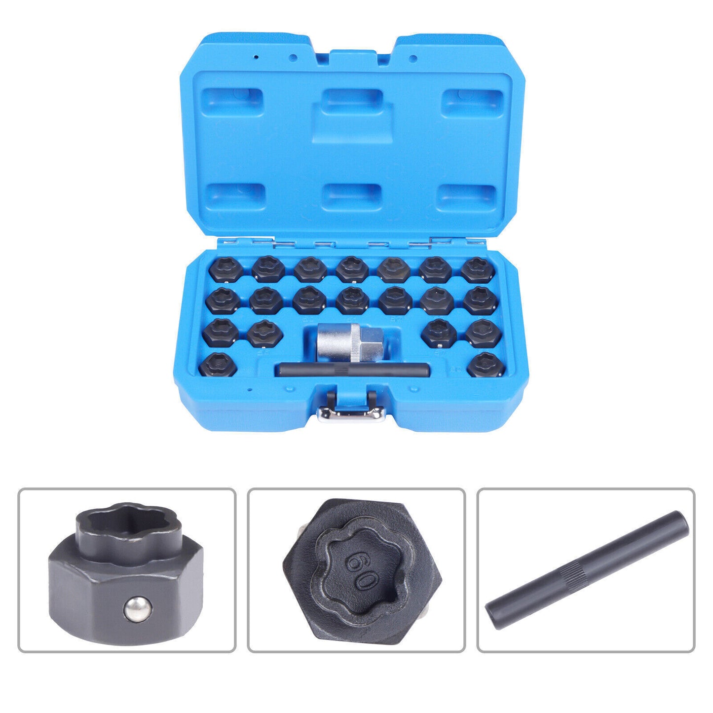 23Pc Wheel Lock Nut Key Removal Kit Anti-theft Lug Nut Screw Tool Socket for BMW Q