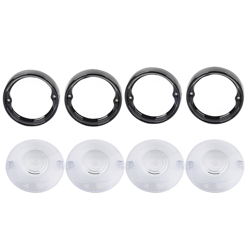 3 1/4 Flat Turn Signal Light Lens Cover Bezel Visor Ring for Harley 1986+