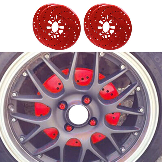 257mm Red Wheel Brake Disc Cover Decorative Rotor Cross Drilled X4 Kit v
