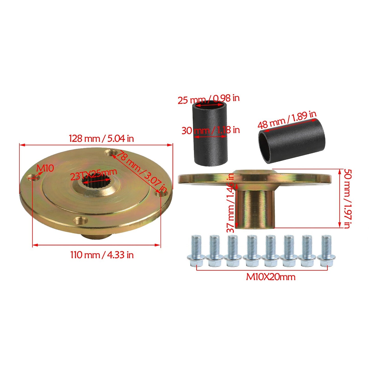 2-pack of 16x8-7 tires, 7-inch wheels, 4-stud rims + hubs, suitable for go-karts, four-wheel all-terrain vehicles, 70cc, 110cc, 125cc.