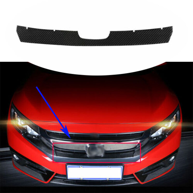 Front Bumper Lower Grill Grille Strip Carbon Fiber Fit For Car for Honda for Civic 16-20