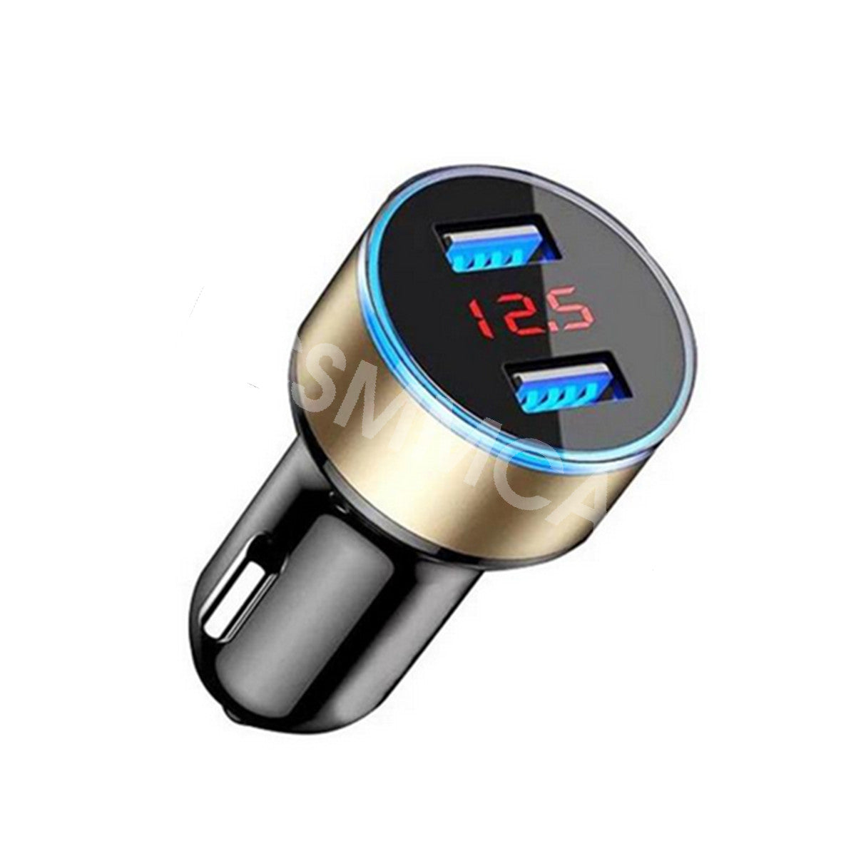 Dual USB Car Phone Charger Socket Cigarette Power Outlet LED Voltmeter 12V/24V