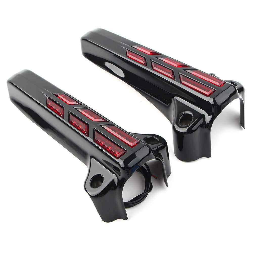 for Harley FLHR FLHTK FLHX '2014-'20 Front Lower Fork Leg Covers LED Smoke Light