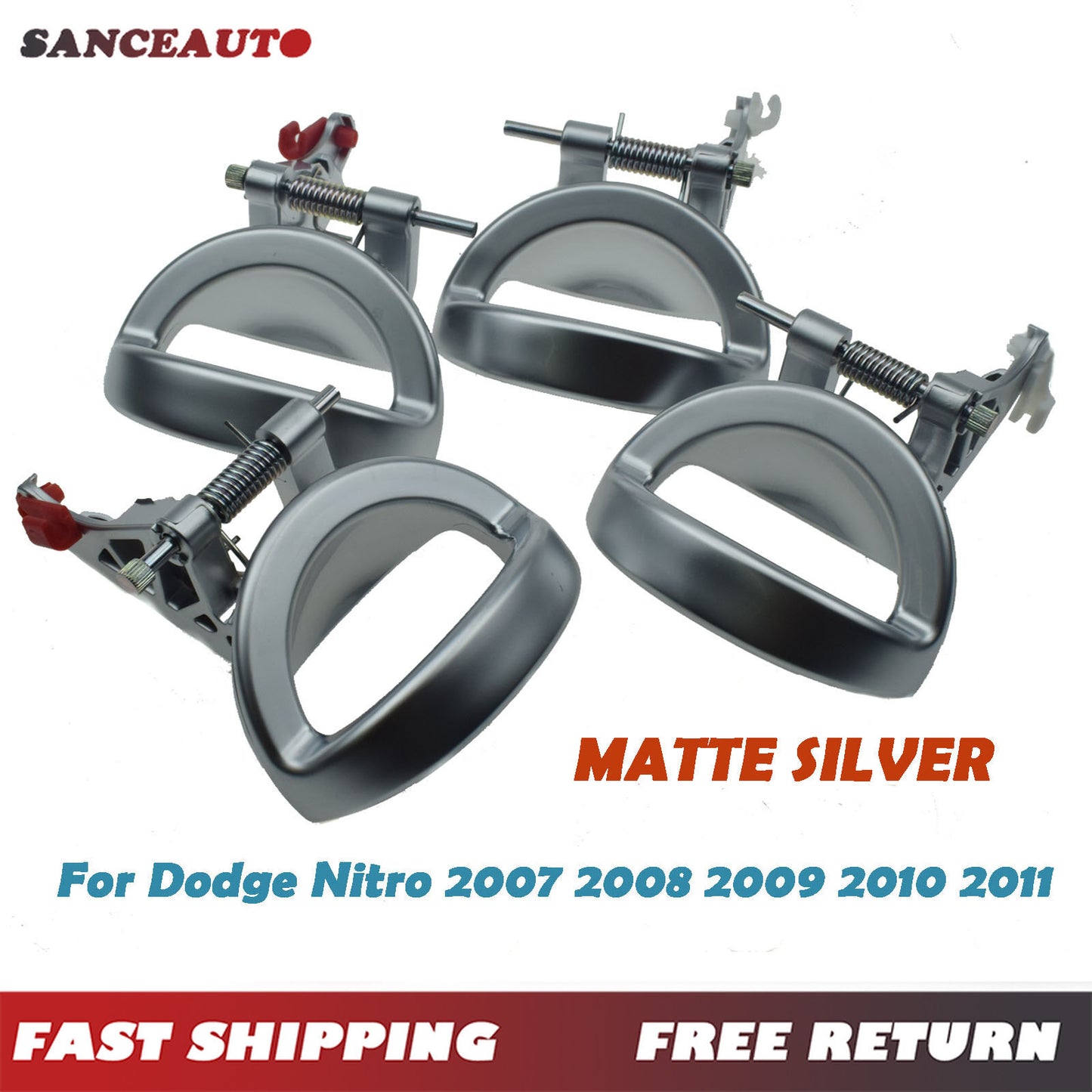 4-piece set, left side, for 07-12 for Dodge Nitro interior door handles, matte chrome finish. n