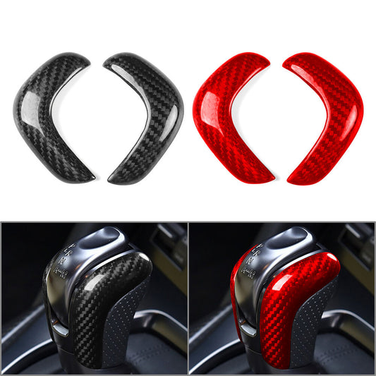 2Pcs Carbon Fiber Interior Console Gear Shift Knob Cover Trim for Nissan GTR R35 Q