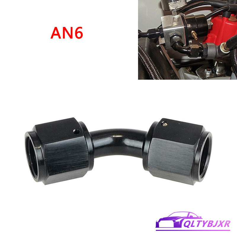 6AN to 6AN Female 45 Degree Swivel Coupler Union Fitting Adapter Aluminum Black