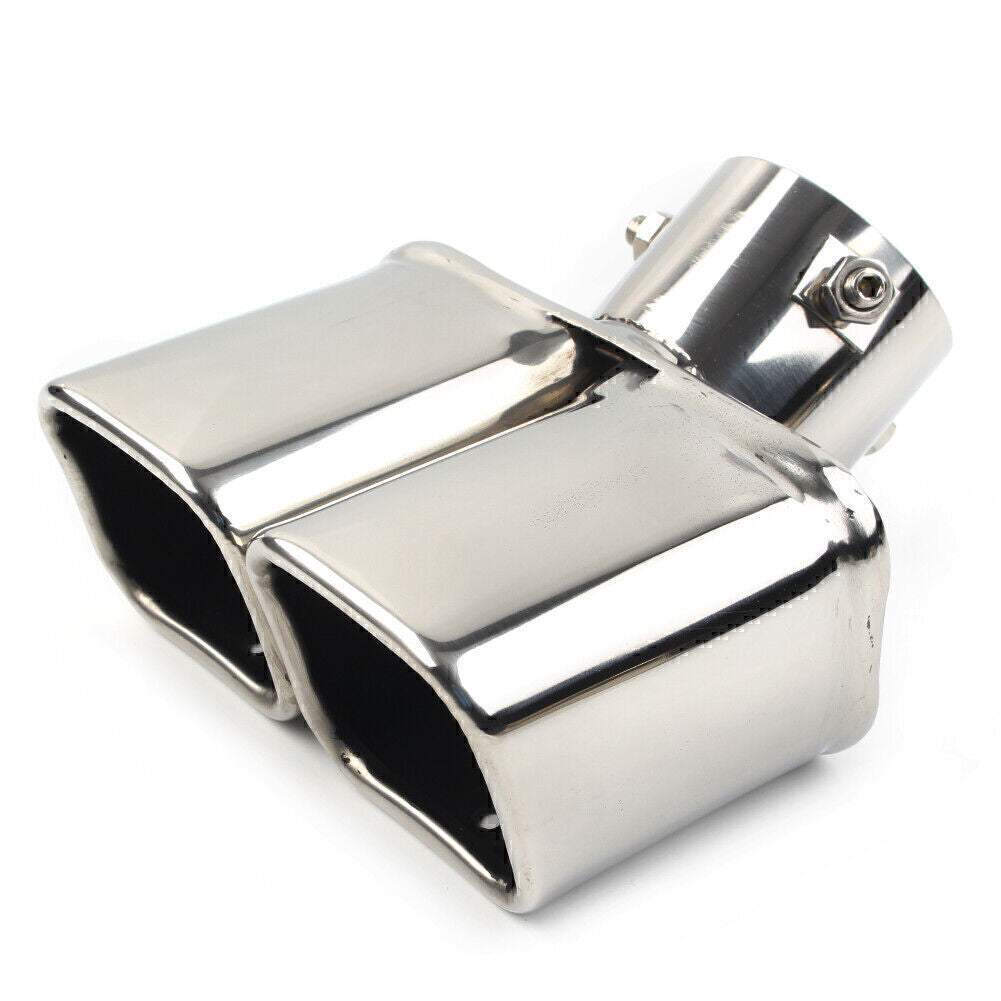 38-54mmDual Rear Exhaust Pipe Trim Tip Tail Pipe Muffler End Stainless Steel Q