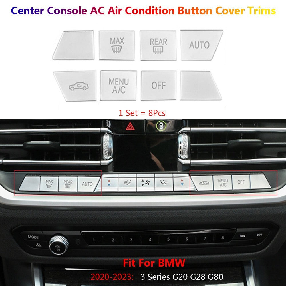 8Pcs for BMW 3 Series G20 G80 G28 Car Console Air Condition AC Switch Cover Trim