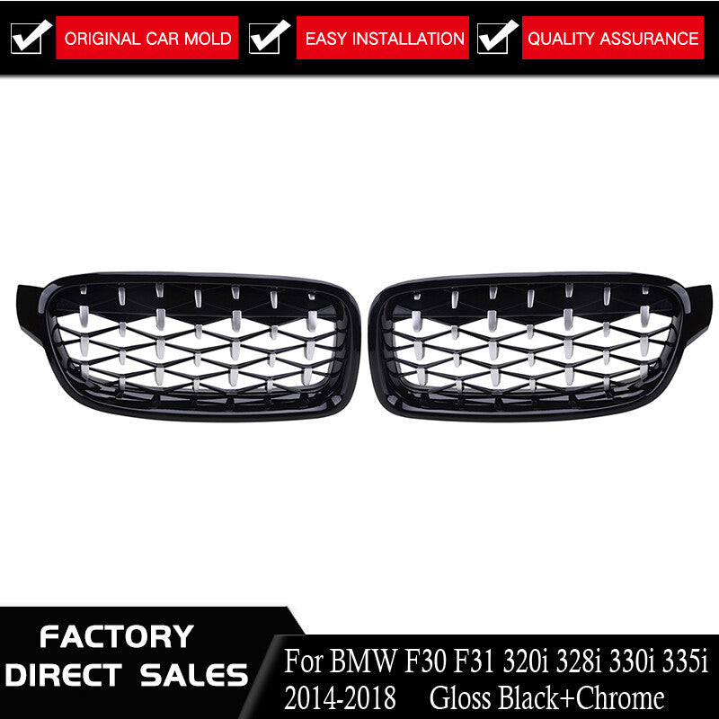 Front kidney diamond grille grill suitable for 3 F30 320i 328i 335i F31 13-18- v