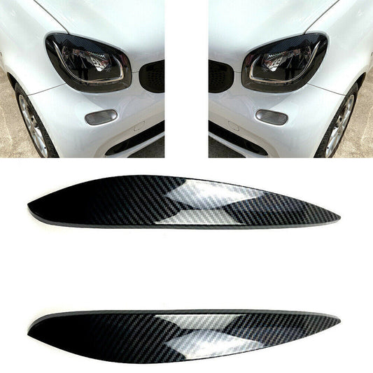 Headlight eyelid cover brow trim for Mercedes-Benz for Smart 14+ carbon fiber exterior