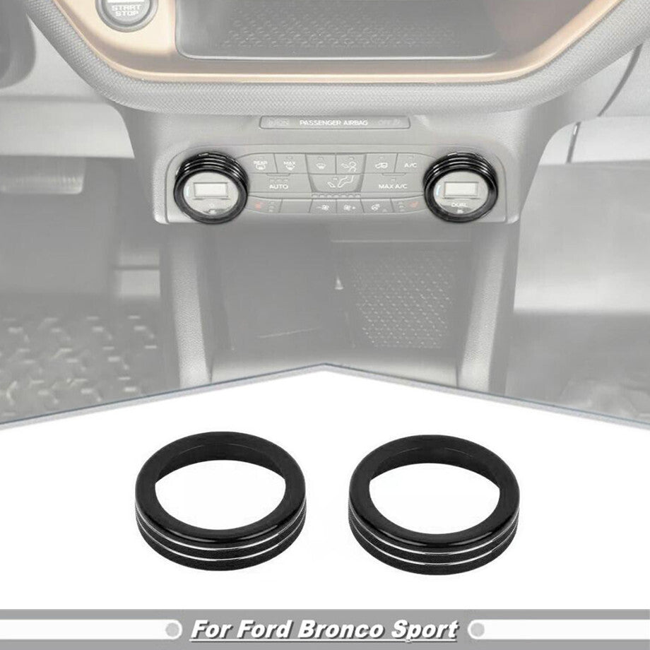 Car AC Switch Knob Cover Trim Ring For Bronco Sport 21-24 Accessories Black v
