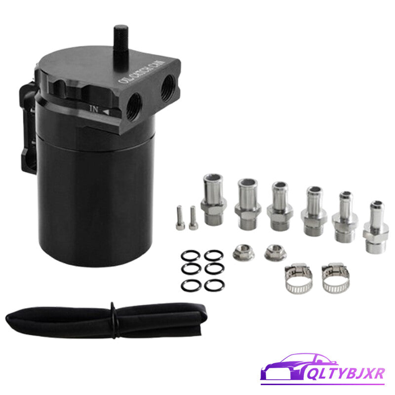 Oil Catch Can Tank Car Truck 300ml Aluminum Polish Baffled Reservoir Black