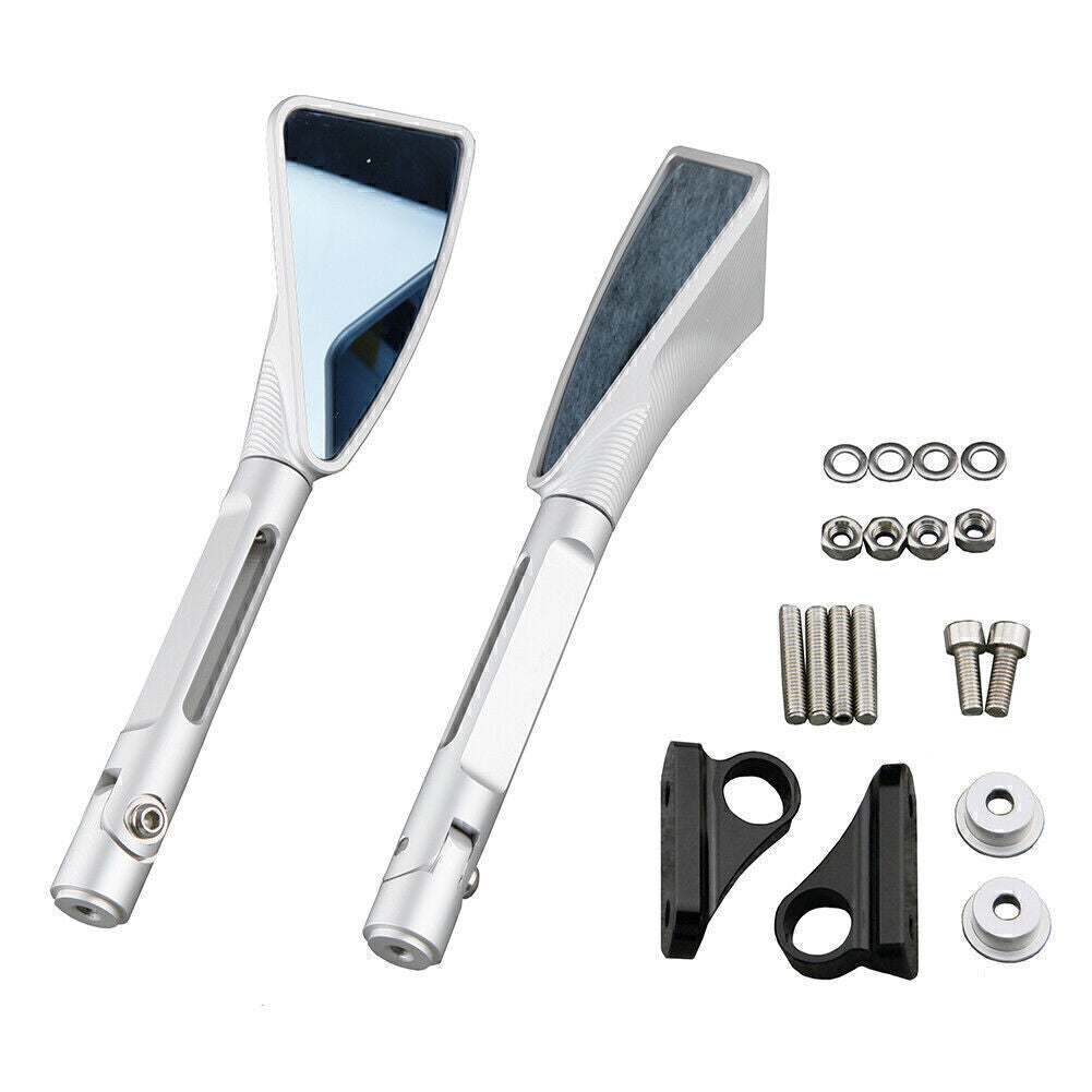 2x Motorcycle Rear View Mirrors Fit for YAMAHA YZF R1 2002-2008 YZF R6 03-07 Silver Q