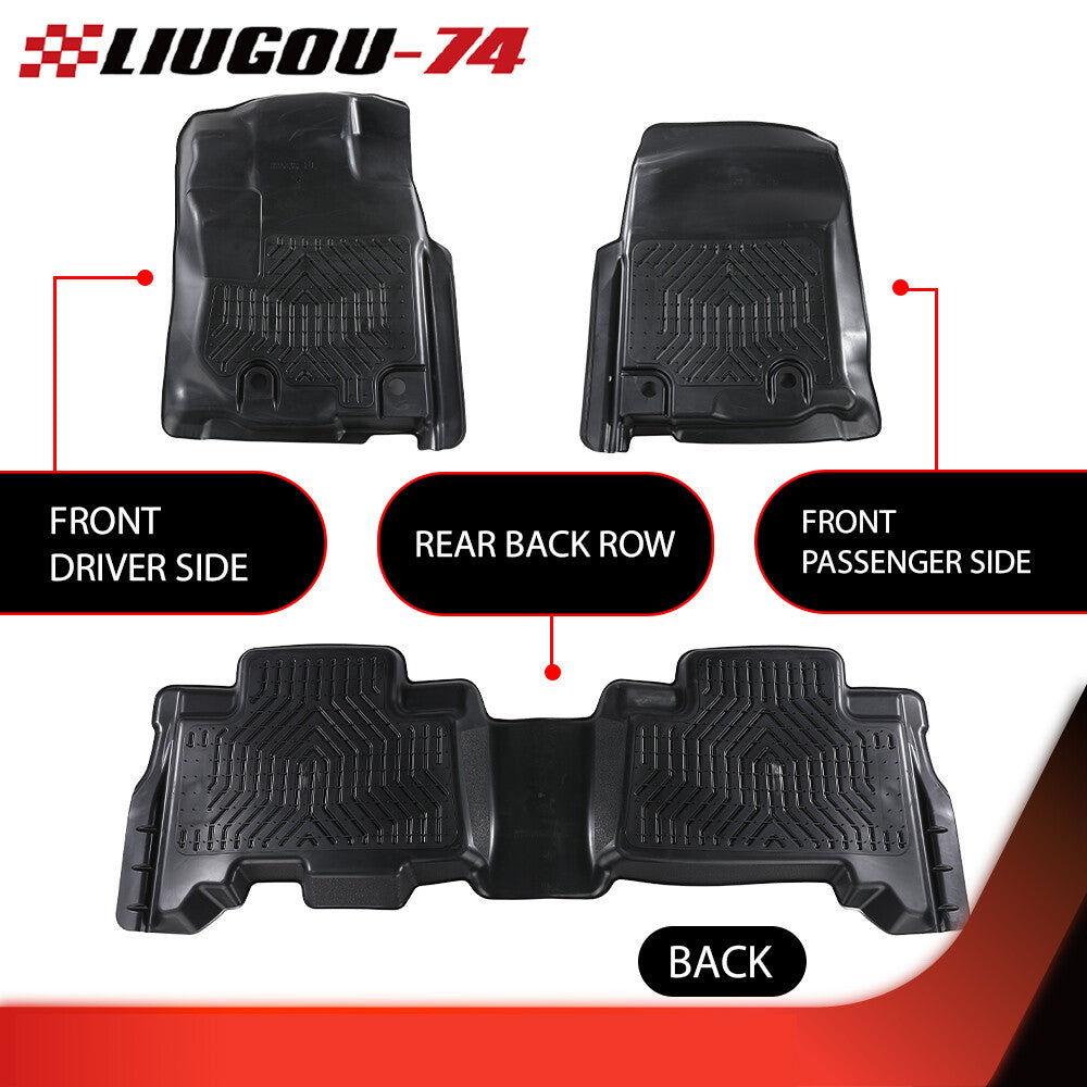 Suitable for 2013-23 for Toyota 4Runner and 2014-23 for Lexus GX460. Floor mats for the front and second rows. Q