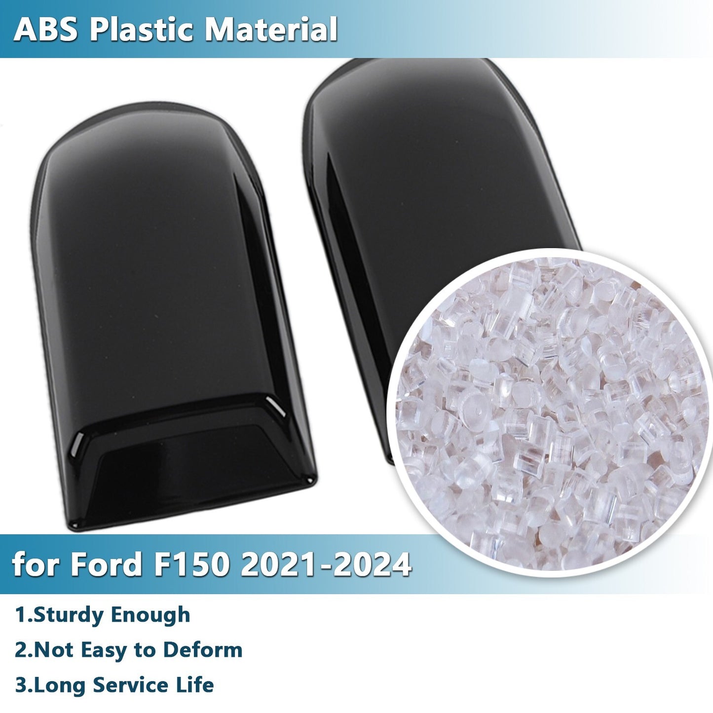 2PCS Black Top Roof Antenna Base Cover Trim Stickers for Ford F150 2021-2024