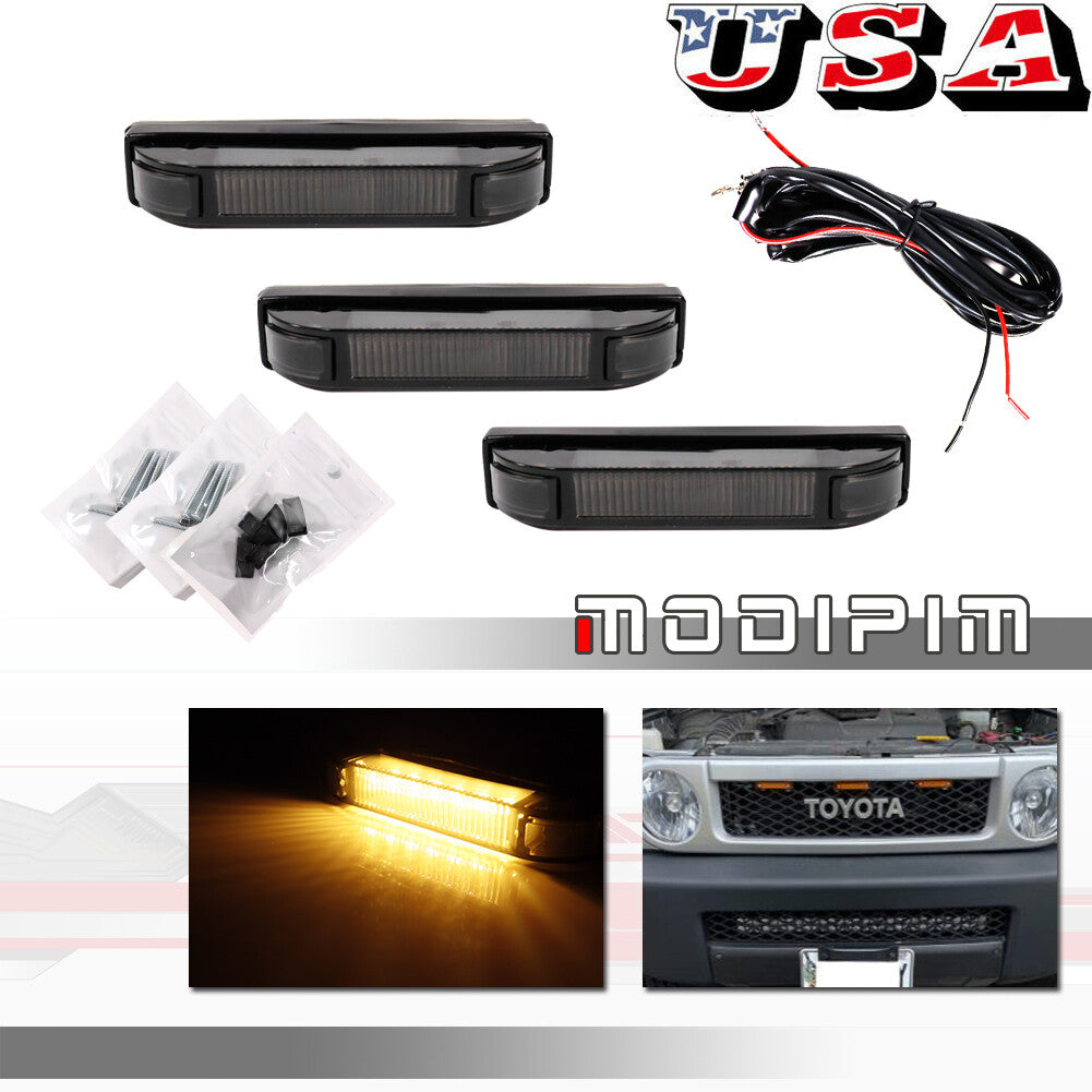 Smoked amber front DRL/daytime running light kit for 2007-2014 FJ Cruiser- v