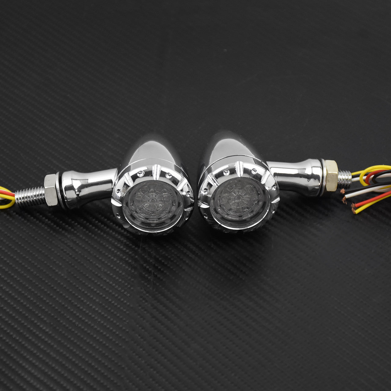 10mm Chrome LED Brake Blinker Light Turn Signal Fit for Harley Chopper 2 pcs Q