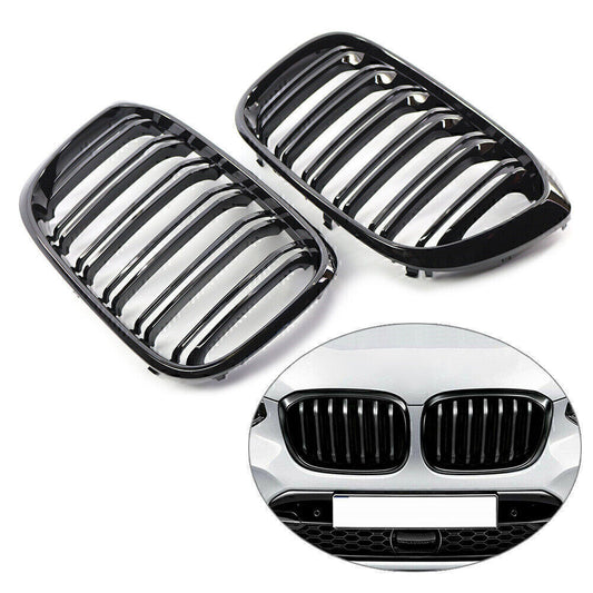 Front Hood Kidney Grille Grill Mesh for BMW X3 G01 X4 G02 2018-21 Glossy Black