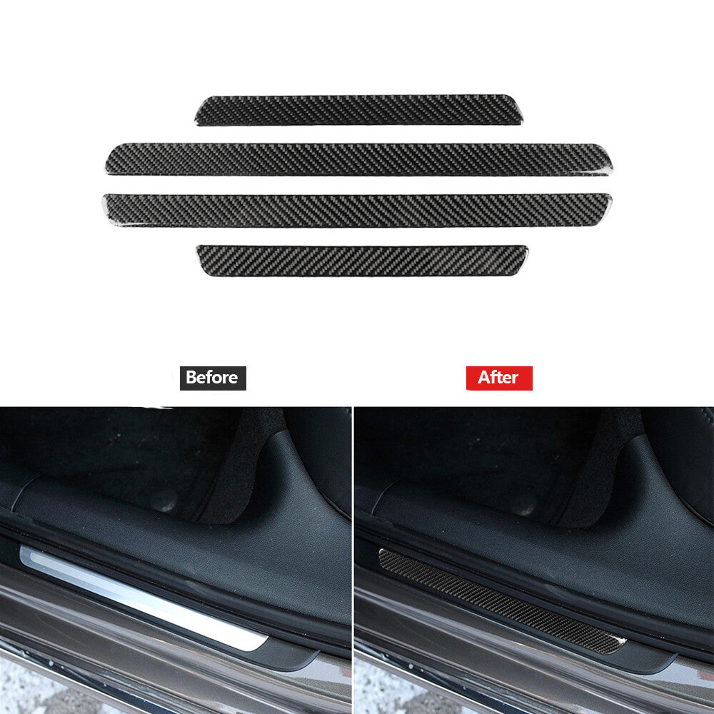 Carbon fiber entry strip decorative trim for Audi A6 A7 2012-2018