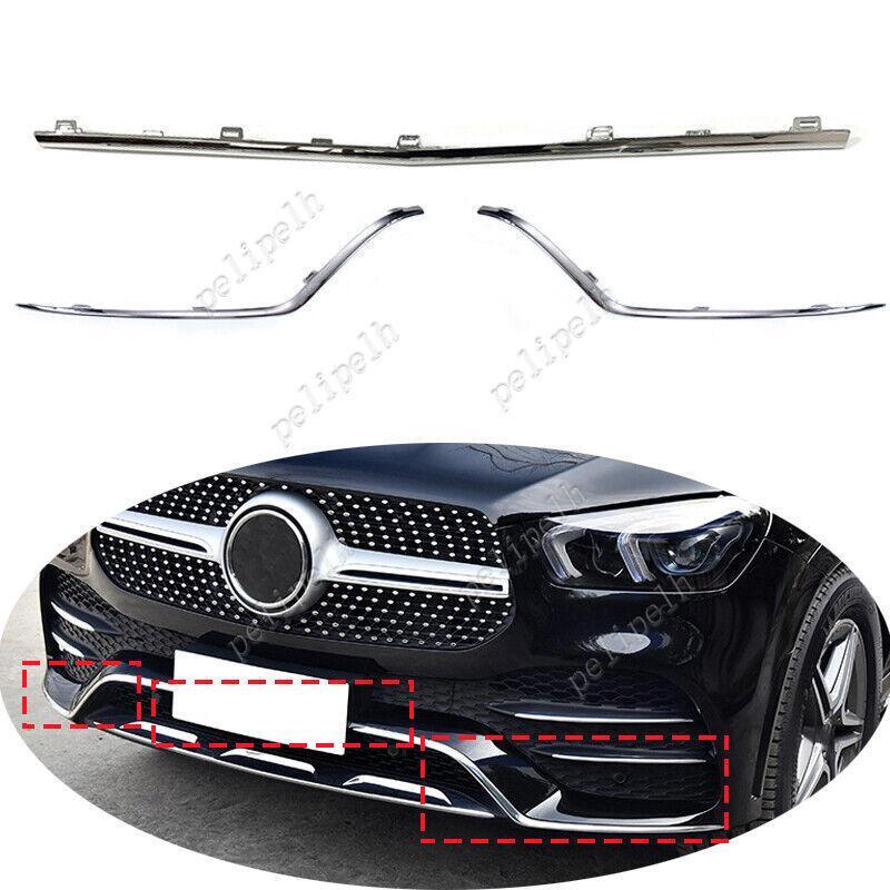 Front Bumper Moulding Trim for Mercedes-Benz GLE W167 2020-2022,Chrome,Ser of 3