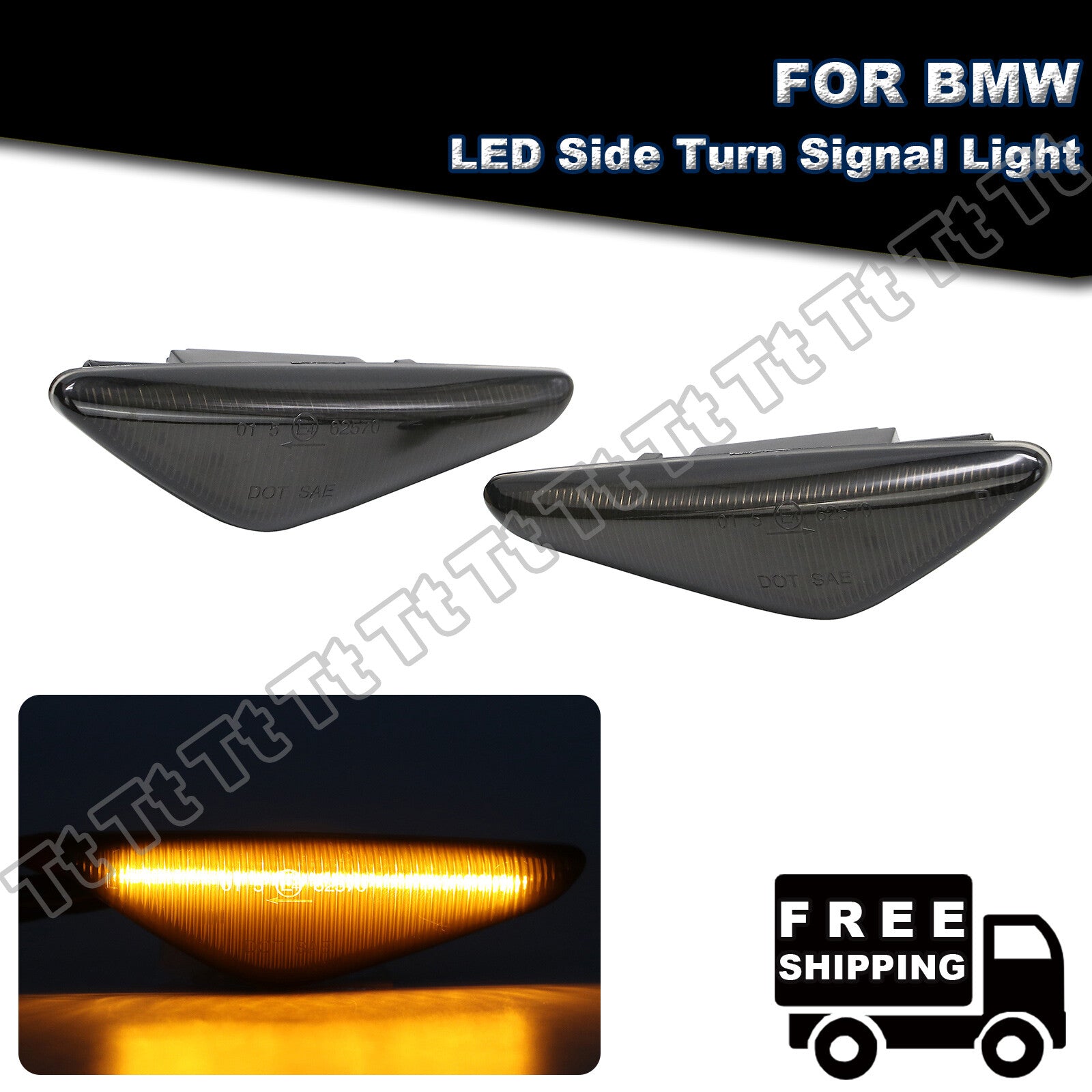 Smoked LED side marker lights for X3 F25 X5 E70 X6 E71 E72 turn signal lights - v