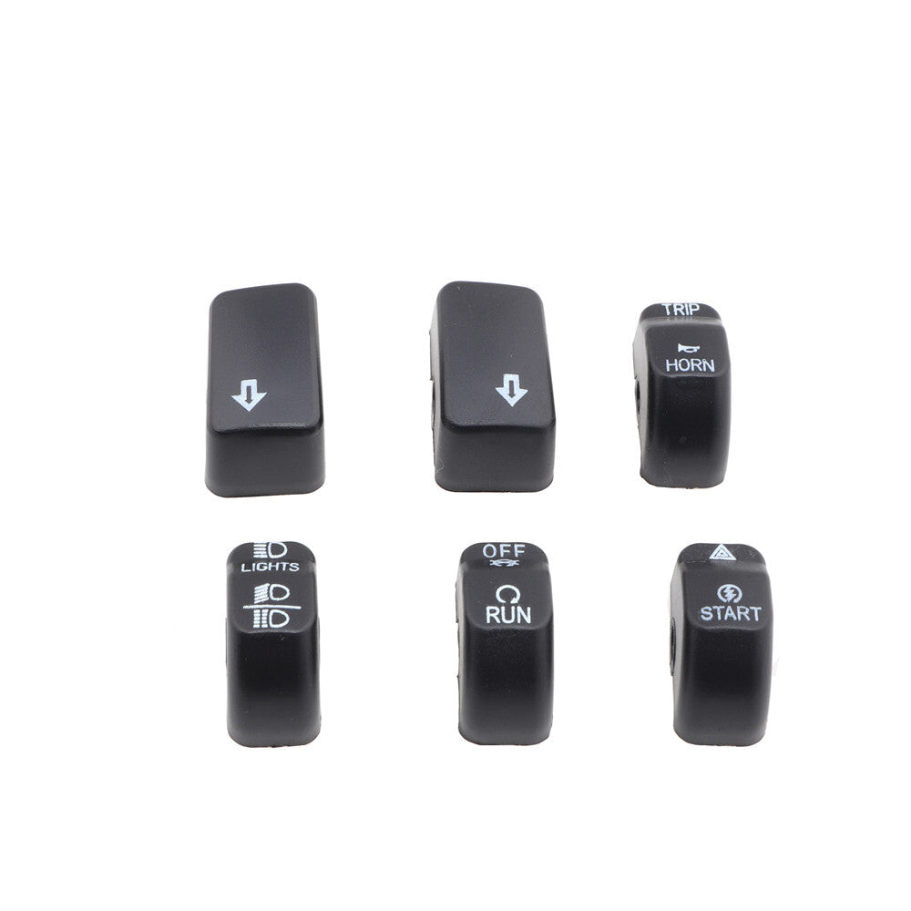 6Pcs Black Hand Control Switch Housing Button Cover Cap for Harley Softail Dyna Q