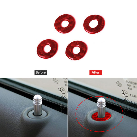 4Pcs Red Carbon Fiber Door's Locker Accent Cover Trim for Chrysler 300 2005-2007