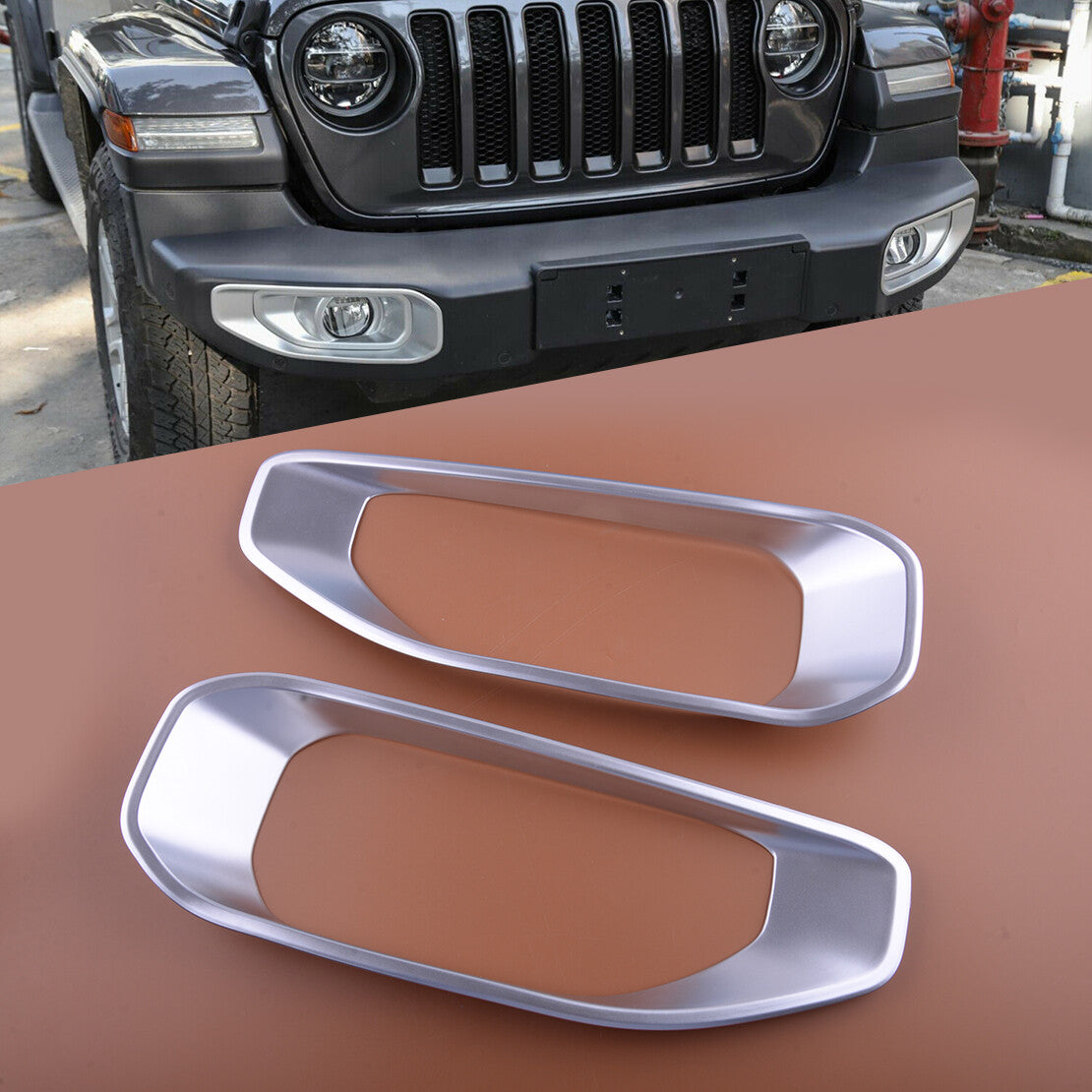 Front Bumper Fog Light Lamp Cover Trim fit for for Jeep for Wrangler JL JLU JT 18 to 22 v