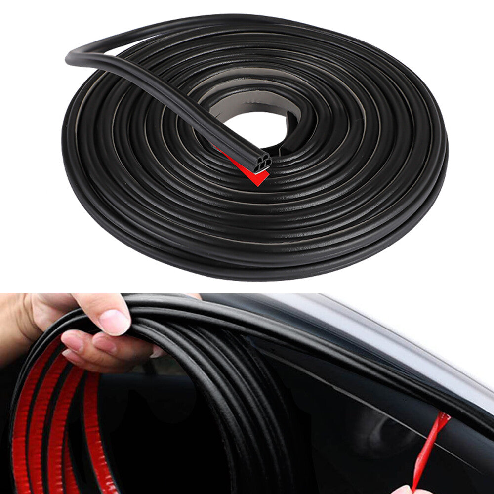 Car Door Rubber Seal Strip Double Layer B Shape Seal Strip Weatherstrip 2M Black