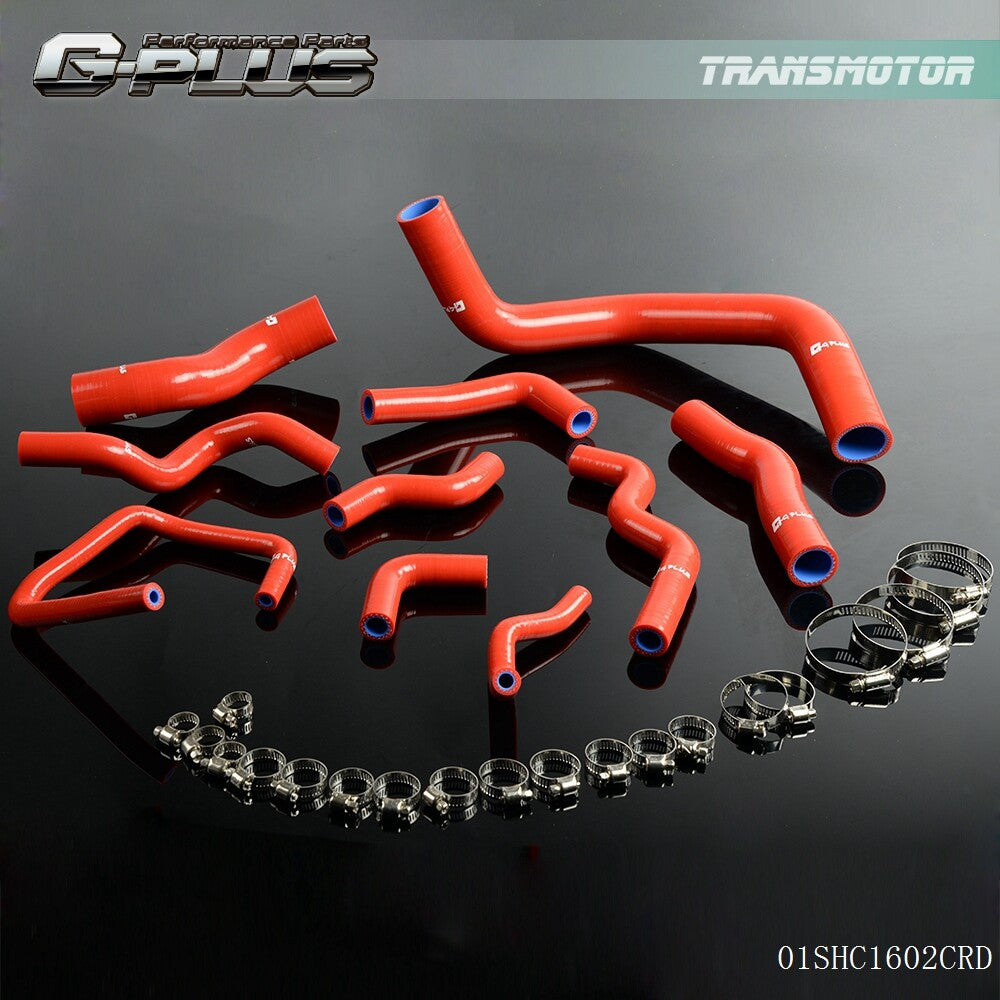 Silicone Radiator Hose Kit Fits Silvia SR20DET 200SX 240SX S13 S14 S15 Red - v