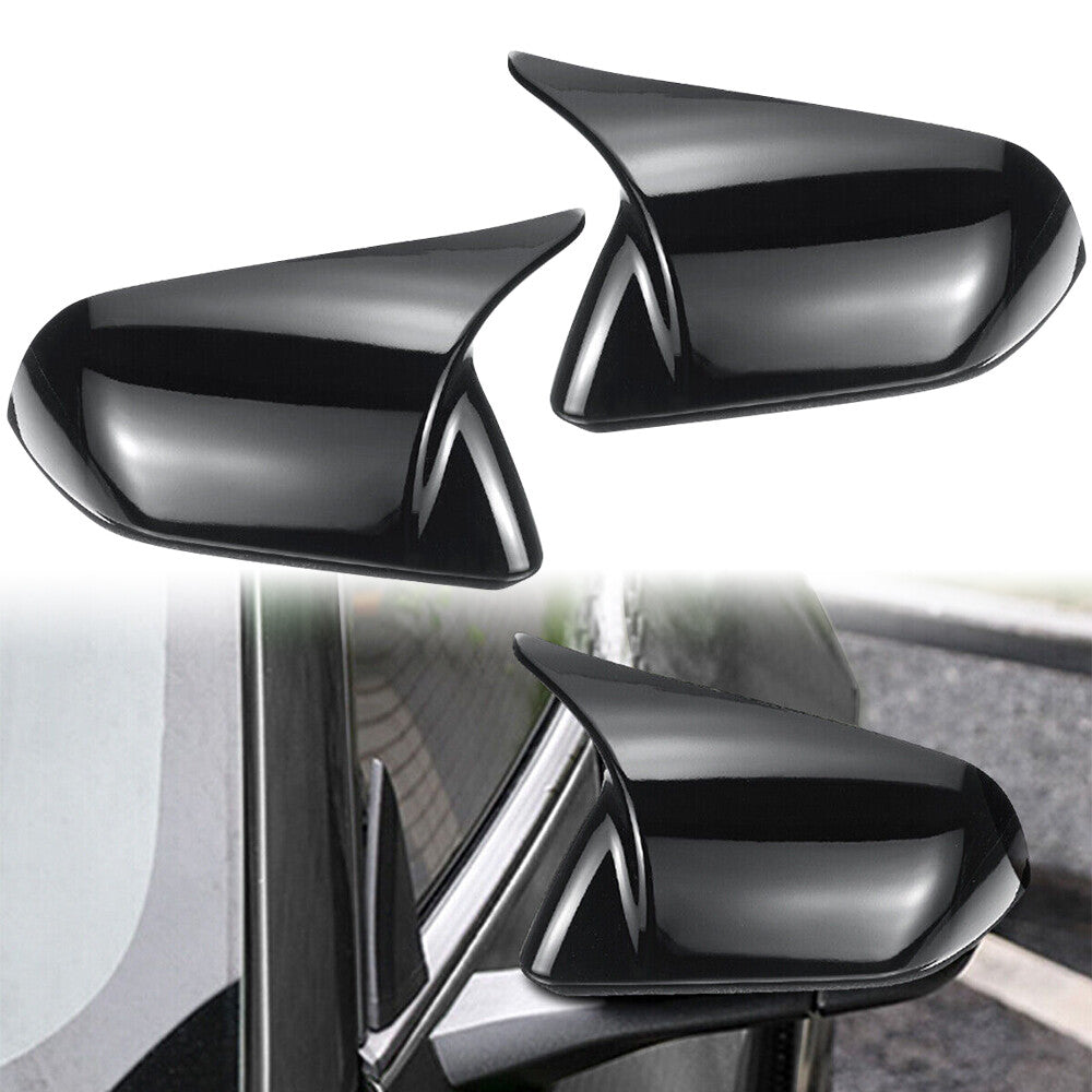 Horn Style Rearview Side Mirror Cover Glossy Black Plastic for Mustang 2015-2022