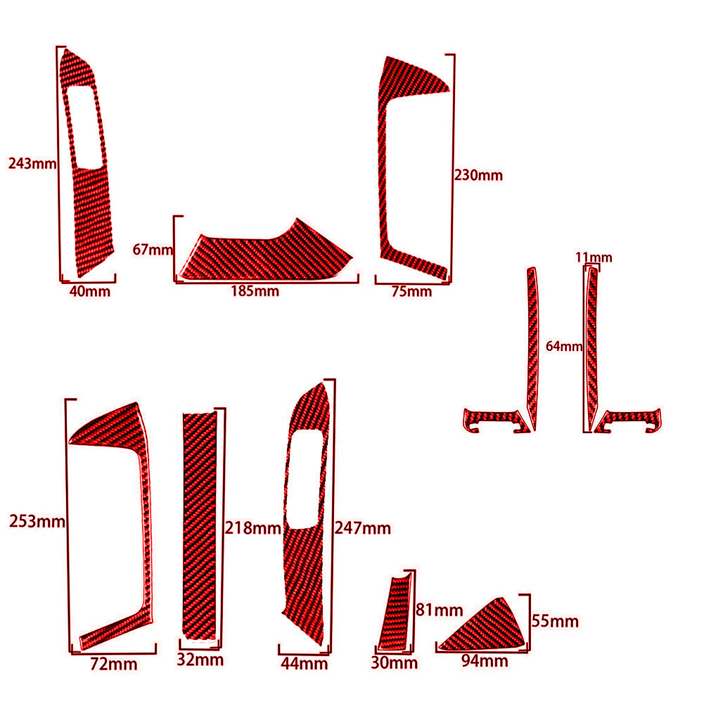 Red Carbon Fiber Central Control Air Outlet Trim For FJ Curiser 2007-2021 v