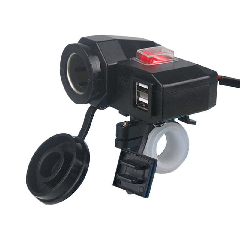 Motorcycle Waterproof Cigarette Lighter Socket Power 5V 4.2A Dual USB Charger