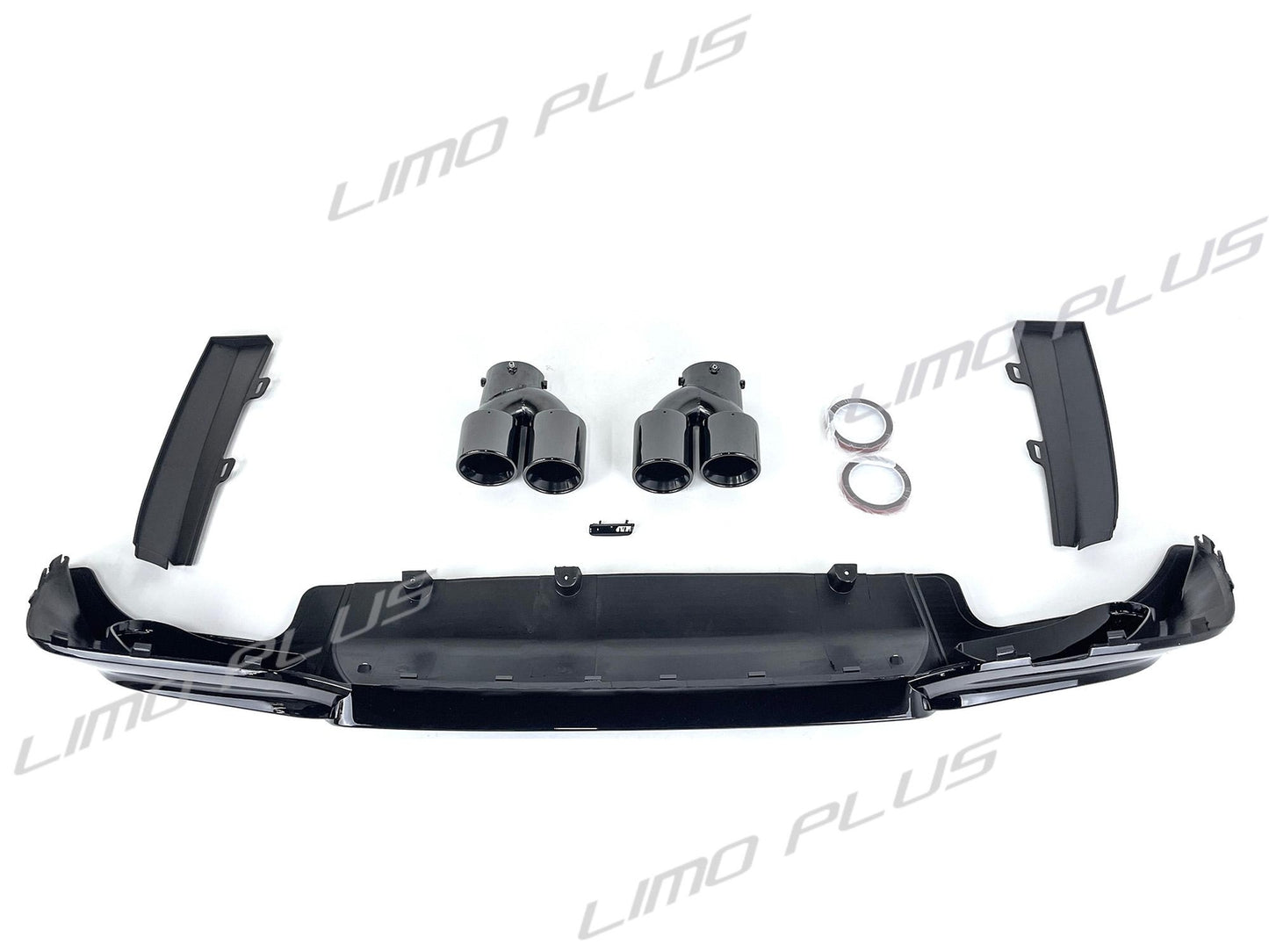 for BMW G20 320i 330i M340 2019-2022: Rear diffuser + black exhaust muffler head. Q